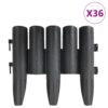 Lawn Edgings 36 pcs Anthracite 10 m PP