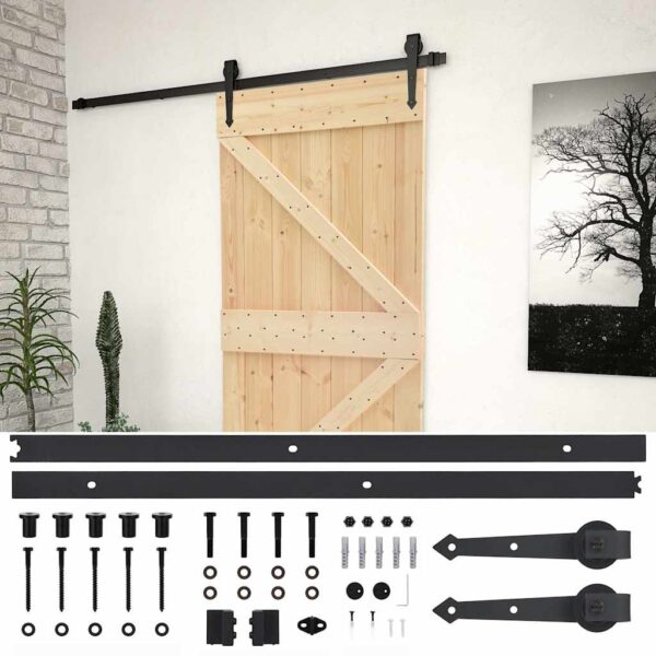 Sliding Door with Hardware Set 80x210 cm Solid Pine Wood