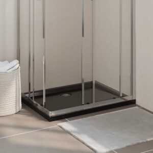 Rectangular ABS Shower Base Tray Black 70x90 cm