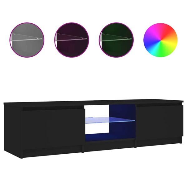 TV Cabinet with LED Lights Black 140x40x36 cm