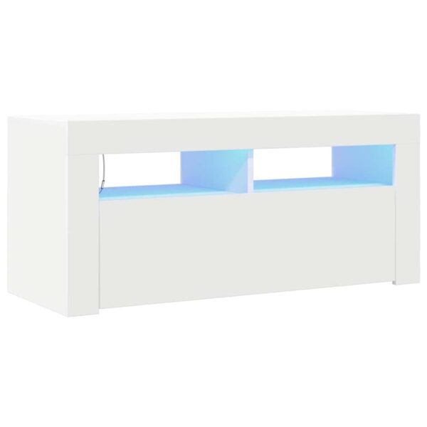TV Cabinet with LED Lights White 90x35x40 cm