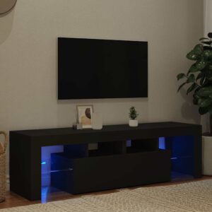 TV Cabinet with LED Lights Black 140x36.5x40 cm