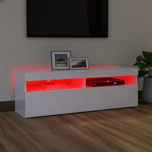 TV Cabinet with LED Lights High Gloss White 120x35x40 cm