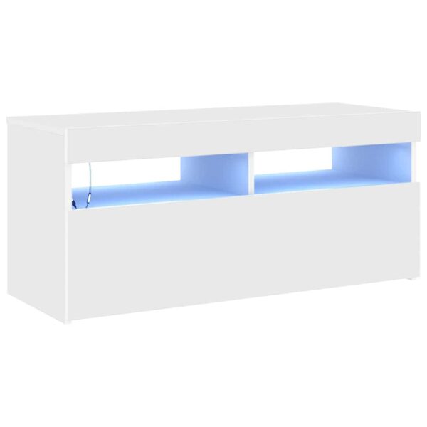 TV Cabinet with LED Lights White 90x35x40 cm