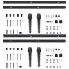 Sliding Door Hardware Kits 2 pcs 200 cm Steel Black