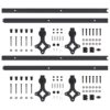 Sliding Door Hardware Kits 2 pcs 183 cm Steel Black