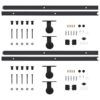 Sliding Door Hardware Kits 2 pcs 183 cm Steel Black