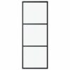 Sliding Door 3-Panel ESG Glass and Aluminium 76x205 cm Black