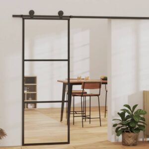 Sliding Door 3-Panel ESG Glass and Aluminium 76x205 cm Black