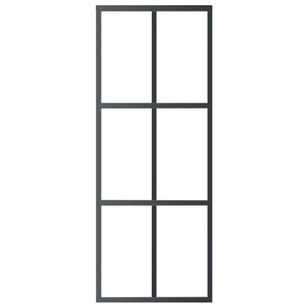 Sliding Door ESG Glass and Aluminium 76x205 cm Black