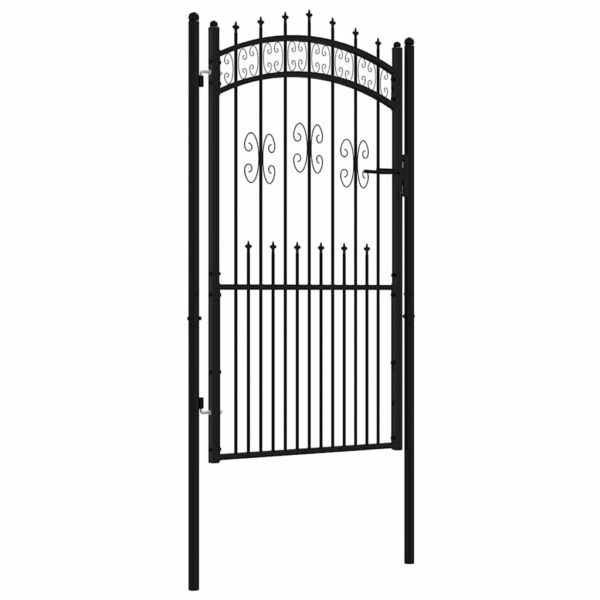8720286561959_a_en_hd_1.jpg Fence Gate with Spear Top Black 103x175 cm Powder-coated Steel