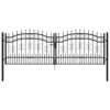 Fence Gate with Spear Top Black 305x100 cm Powder-coated Steel