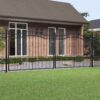 Fence Gate with Spear Top Black 406x150 cm Powder-coated Steel