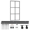 Sliding Door with Hardware Set ESG Glass&Aluminium 102x205 cm