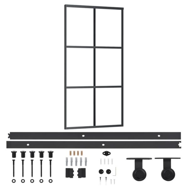 Sliding Door with Hardware Set ESG Glass&Aluminium 102x205 cm