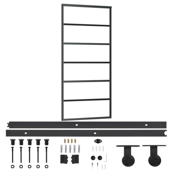Sliding Door with Hardware Set ESG Glass&Aluminium 90x205 cm