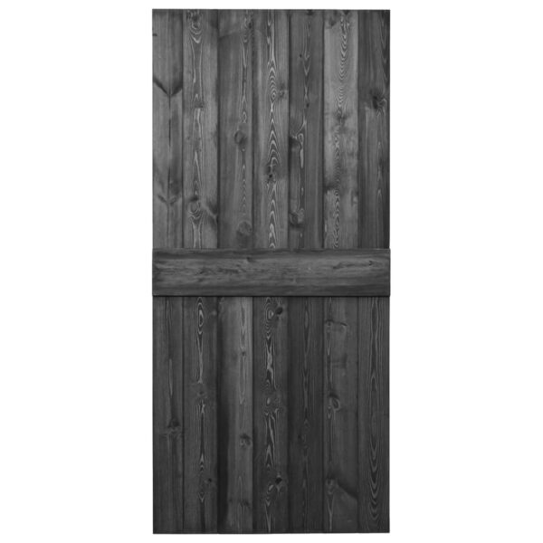 Door 90x210 cm Solid Pine Wood Black