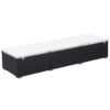 Sun Lounger with Cream White Cushion Poly Rattan Black