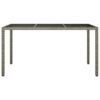 Garden Table 150x90x75 cm Tempered Glass and Poly Rattan Grey