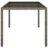 Garden Table 150x90x75 cm Tempered Glass and Poly Rattan Grey