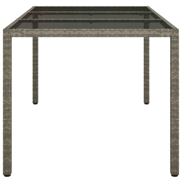 Garden Table 150x90x75 cm Tempered Glass and Poly Rattan Grey