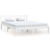 Bed Frame without Mattress White Solid Wood Double