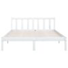 Bed Frame without Mattress White Solid Wood Double
