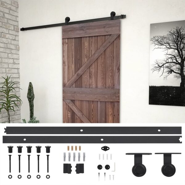 Sliding Door with Hardware Set 80x210 cm Pine Wood Dark Brown