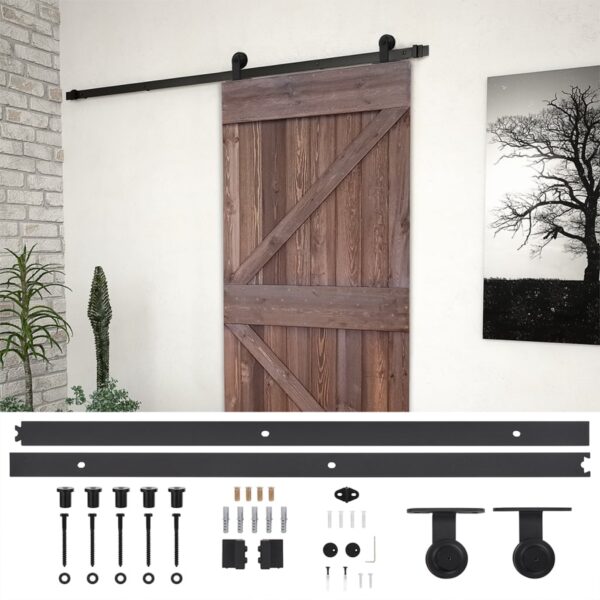 Sliding Door with Hardware Set 80x210 cm Pine Wood Dark Brown