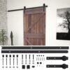 Sliding Door with Hardware Set 80x210 cm Pine Wood Dark Brown