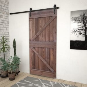 Sliding Door with Hardware Set 80x210 cm Pine Wood Dark Brown
