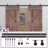 Sliding Door with Hardware Set 80x210 cm Pine Wood Dark Brown