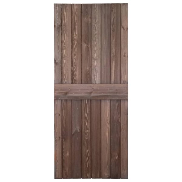 Sliding Door with Hardware Set 80x210 cm Pine Wood Dark Brown