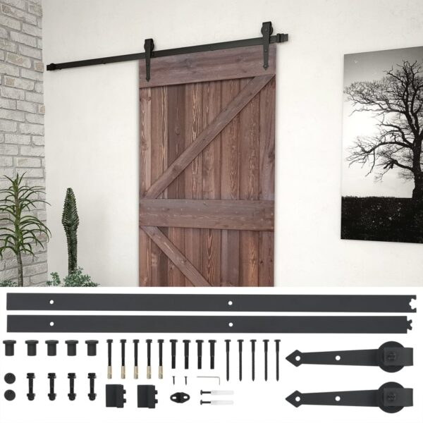 Sliding Door with Hardware Set 90x210 cm Pine Wood Dark Brown