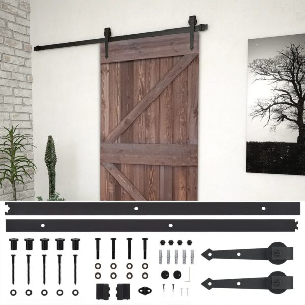 Sliding Door with Hardware Set 90x210 cm Pine Wood Dark Brown