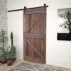 Sliding Door with Hardware Set 90x210 cm Pine Wood Dark Brown