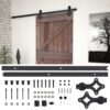Sliding Door with Hardware Set 90x210 cm Pine Wood Dark Brown
