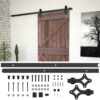 Sliding Door with Hardware Set 90x210 cm Pine Wood Dark Brown