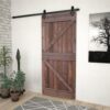 Sliding Door with Hardware Set 90x210 cm Pine Wood Dark Brown