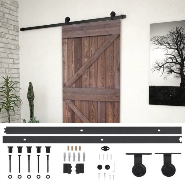 Sliding Door with Hardware Set 90x210 cm Pine Wood Dark Brown