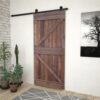 Sliding Door with Hardware Set 90x210 cm Pine Wood Dark Brown