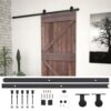 Sliding Door with Hardware Set 90x210 cm Pine Wood Dark Brown