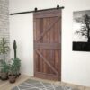 Sliding Door with Hardware Set 90x210 cm Pine Wood Dark Brown