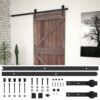 Sliding Door with Hardware Set 90x210 cm Pine Wood Dark Brown