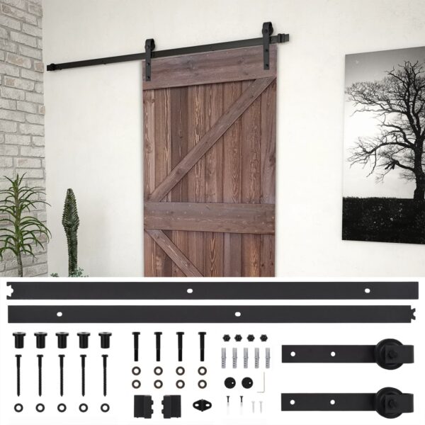 Sliding Door with Hardware Set 90x210 cm Pine Wood Dark Brown