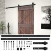 Sliding Door with Hardware Set 90x210 cm Pine Wood Dark Brown