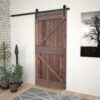 Sliding Door with Hardware Set 90x210 cm Pine Wood Dark Brown
