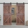 Sliding Door with Hardware Set 90x210 cm Pine Wood Dark Brown