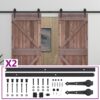 Sliding Door with Hardware Set 90x210 cm Pine Wood Dark Brown