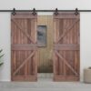 Sliding Door with Hardware Set 90x210 cm Pine Wood Dark Brown